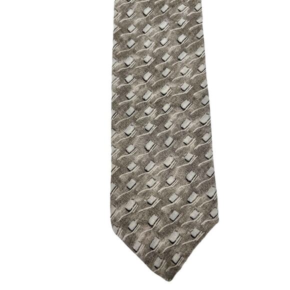 Giorgio Armani Collezioni 100% Silk Neck Tie Beige Black Patterned Made in Italy - Picture 4 of 4